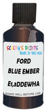 Detail brush applying Blue Metallic to a small door scratch on an Ford Mustang, clean OEM finish