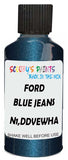 Detail brush applying Blue Metallic to a small door scratch on an Ford Edge, clean OEM finish