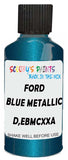 Detail brush applying Blue Metallic to a small door scratch on an Ford Medium Truck, clean OEM finish