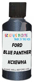 Detail brush applying Blue Metallic to a small door scratch on an Ford Focus, clean OEM finish