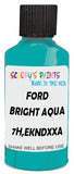 Detail brush applying Blue Solid to a small door scratch on an Ford Mustang, clean OEM finish