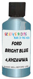 Detail brush applying Blue Metallic to a small door scratch on an Ford Focus, clean OEM finish