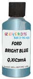 Detail brush applying Blue Metallic to a small door scratch on an Ford Orion, clean OEM finish