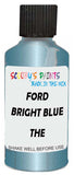 Detail brush applying Blue Metallic to a small door scratch on an Ford Maverick, clean OEM finish