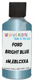 Detail brush applying Blue Metallic to a small door scratch on an Ford Escort, clean OEM finish