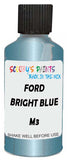 Detail brush applying Blue Metallic to a small door scratch on an Ford Festiva, clean OEM finish