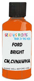 Detail brush applying Orange Solid to a small door scratch on an Ford Mustang, clean OEM finish