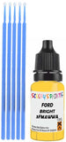 Close-up chip repair on 2016-2017 Ford Figo in factory Bright Yellow (paint code 5Fmawwa)