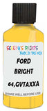 Detail brush applying Yellow Solid to a small door scratch on an Ford Mustang, clean OEM finish