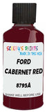 Detail brush applying Red Solid to a small door scratch on an Ford Fiesta, clean OEM finish