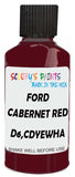 Detail brush applying Red Solid to a small door scratch on an Ford Windstar, clean OEM finish