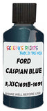Detail brush applying Blue Metallic to a small door scratch on an Ford Granada, clean OEM finish