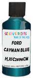 Detail brush applying Blue Metallic to a small door scratch on an Ford Scoop, clean OEM finish