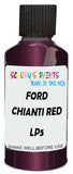 Detail brush applying Red Metallic to a small door scratch on an Ford Maverick, clean OEM finish
