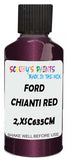 Detail brush applying Red Metallic to a small door scratch on an Ford Orion, clean OEM finish