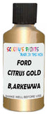 Detail brush applying Gold Metallic to a small door scratch on an Ford Puma, clean OEM finish