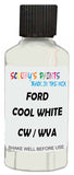 Detail brush applying White Solid to a small door scratch on an Ford Australia Fiesta, clean OEM finish