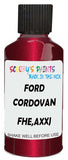 Detail brush applying Red Metallic to a small door scratch on an Ford Heavy Truck, clean OEM finish