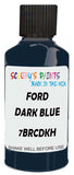 Detail brush applying Blue Solid to a small door scratch on an Ford Trucks, clean OEM finish
