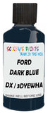 Detail brush applying Blue Solid to a small door scratch on an Ford Expedition Eddie Bauer, clean OEM finish