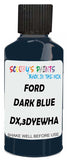 Detail brush applying Blue Solid to a small door scratch on an Ford F-Series, clean OEM finish