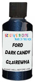 Detail brush applying Blue Metallic to a small door scratch on an Ford Edge, clean OEM finish