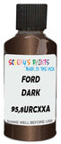 Detail brush applying Brown Metallic to a small door scratch on an Ford F-Series, clean OEM finish