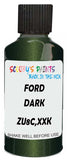 Detail brush applying Green Metallic to a small door scratch on an Ford Edge, clean OEM finish