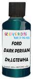 Detail brush applying Green Metallic to a small door scratch on an Ford Edge, clean OEM finish