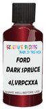 Detail brush applying Red Metallic to a small door scratch on an Ford Escort, clean OEM finish