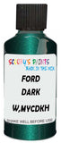 Detail brush applying Green Metallic to a small door scratch on an Ford Bronco, clean OEM finish