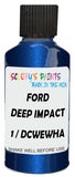 Detail brush applying Blue Metallic to a small door scratch on an Ford Focus Electric, clean OEM finish