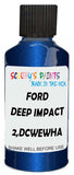 Detail brush applying Blue Metallic to a small door scratch on an Ford Mondeo, clean OEM finish