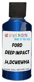 Detail brush applying Blue Metallic to a small door scratch on an Ford Edge, clean OEM finish