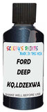 Detail brush applying Blue Metallic to a small door scratch on an Ford F-Series, clean OEM finish