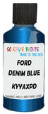 Detail brush applying Blue Metallic to a small door scratch on an Ford Escape Hybrid, clean OEM finish