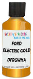 Detail brush applying Gold Metallic to a small door scratch on an Ford Focus, clean OEM finish