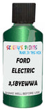 Detail brush applying Green Metallic to a small door scratch on an Ford Puma, clean OEM finish