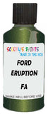 Detail brush applying Green Metallic to a small door scratch on an Ford Bronco, clean OEM finish