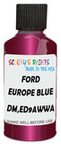 Detail brush applying Red Metallic to a small door scratch on an Ford Ka, clean OEM finish