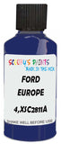Detail brush applying Blue Solid to a small door scratch on an Ford Ka, clean OEM finish