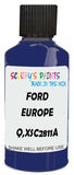 Detail brush applying Blue Solid to a small door scratch on an Ford Ka, clean OEM finish
