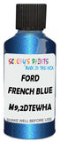 Detail brush applying Blue Metallic to a small door scratch on an Ford Taurus, clean OEM finish