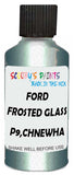 Detail brush applying Blue Metallic to a small door scratch on an Ford Escape, clean OEM finish