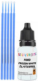 Close-up chip repair on 2009-2022 Ford Fiesta in factory Frozen White Solid (paint code Z2,7Vtawwa)