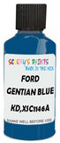 Detail brush applying Blue Solid to a small door scratch on an Ford Transit, clean OEM finish