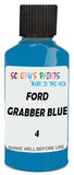 Detail brush applying Blue Solid to a small door scratch on an Ford Trucks, clean OEM finish