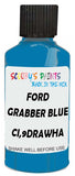 Detail brush applying Blue Solid to a small door scratch on an Ford Mustang Fastback, clean OEM finish