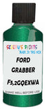Detail brush applying Green Metallic to a small door scratch on an Ford Focus, clean OEM finish