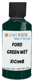 Detail brush applying Green Solid to a small door scratch on an Ford Scoop, clean OEM finish